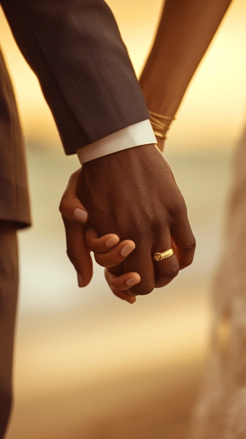 Close-up of a couple holding hands by Midjourney