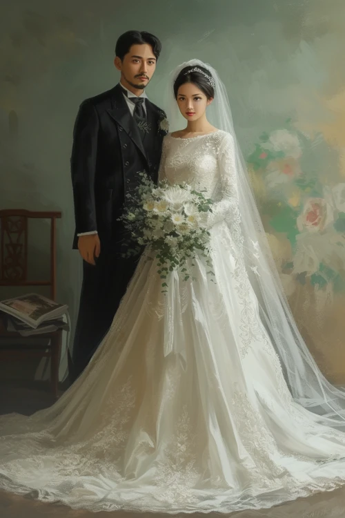 Man and woman in wedding dress by Midjourney