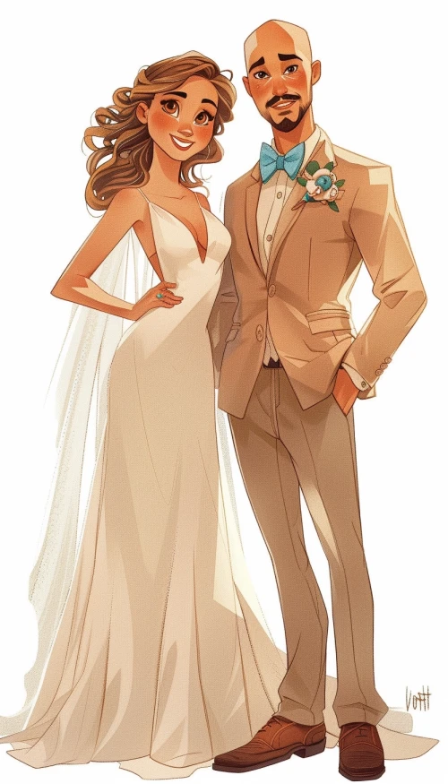 Man and woman in wedding attire by Midjourney