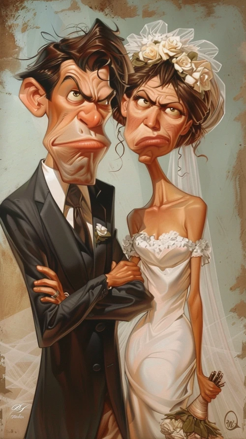 Cartoon of a man and woman by Midjourney