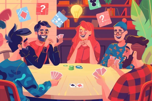 Group of people playing cards by Midjourney