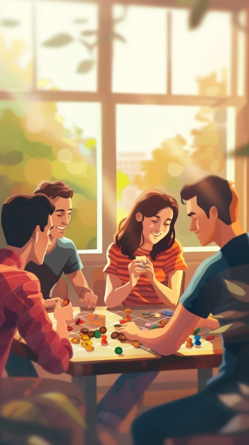 Group of people playing a board game by Midjourney