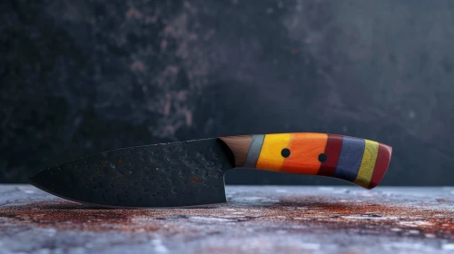 Knife with a colorful handle by Midjourney