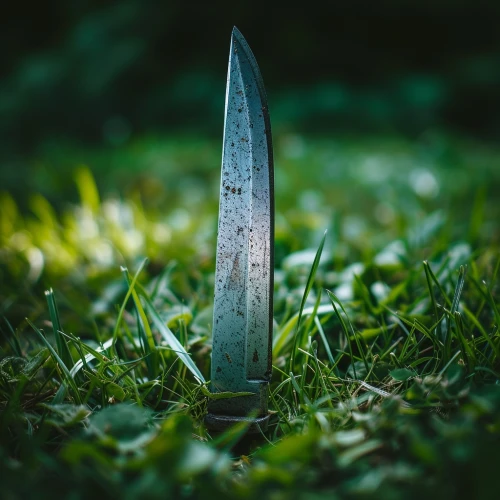 Knife in the grass by Midjourney