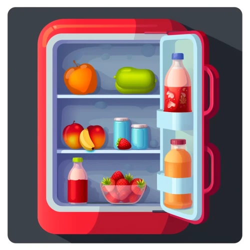 Fridge with food in it by Midjourney