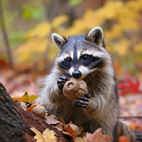 Raccoon holding a nut by Midjourney