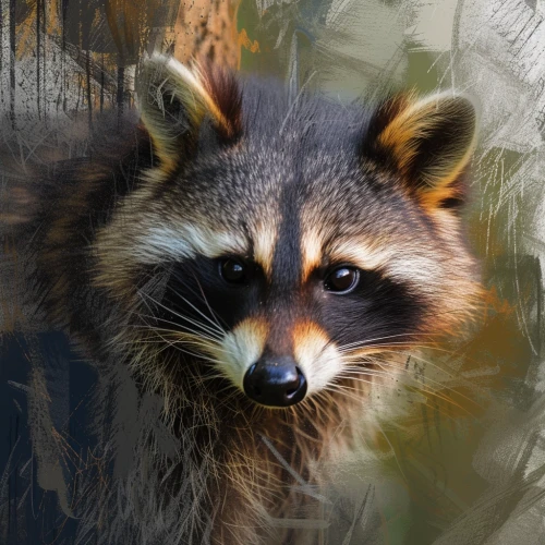 Raccoon looking at the camera by Midjourney