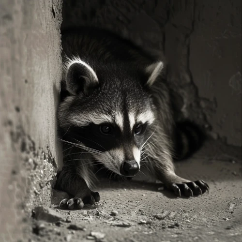 Raccoon in a corner by Midjourney