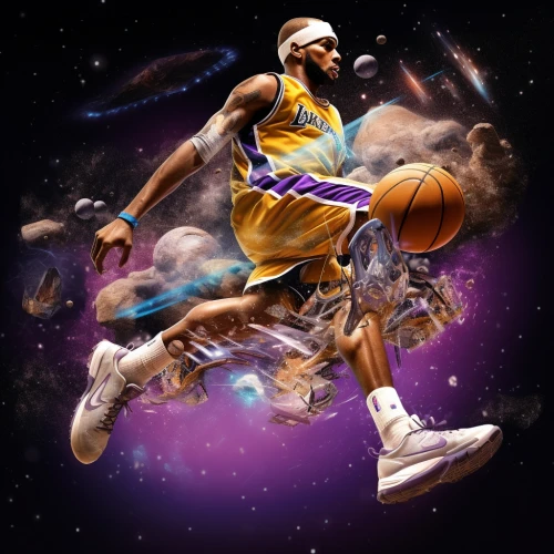 Basketball player Kobe Bryant in motion by Midjourney