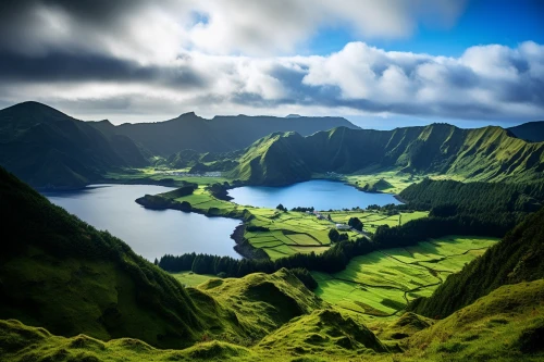 Sete Cidades lakes São Miguel Azores islands by Midjourney
