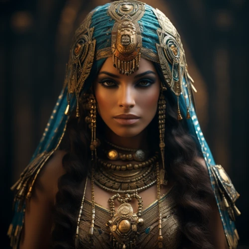Ancient egyptian woman in ethnic look by Midjourney