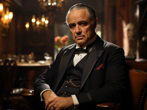 Vito Corleone - Godfather sitting in a chair by Midjourney