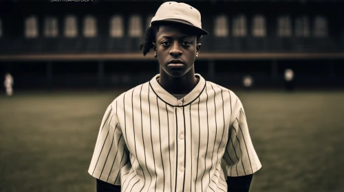 Rapper Joey Badass dressed as a baseball player in the 1920s by Midjourney