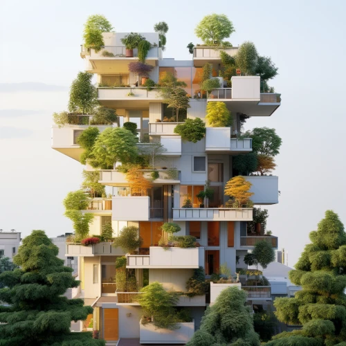 Building with trees on its sides by Midjourney