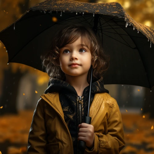 Child holding an umbrella by Midjourney