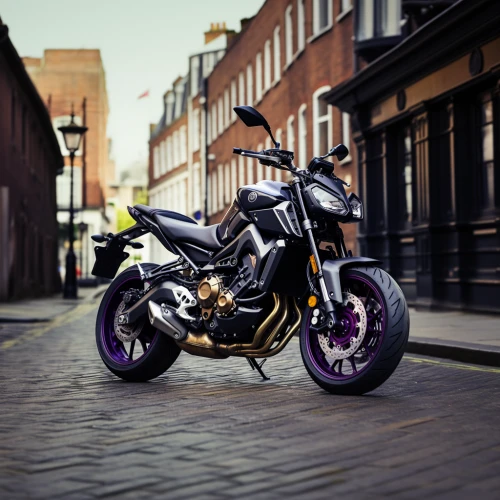 Yamaha mt 09 bike parked up in London by Midjourney