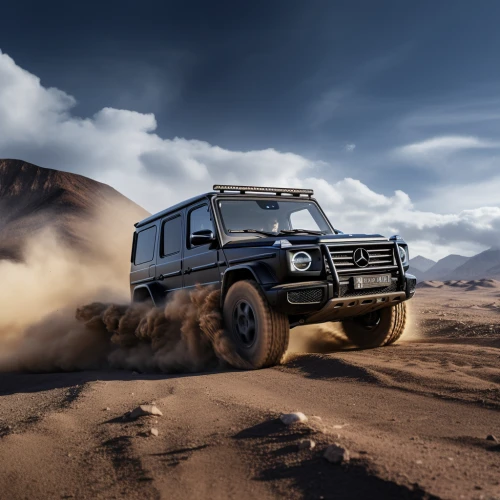 Mercedes-Benz G-Class driving in the desert by Midjourney