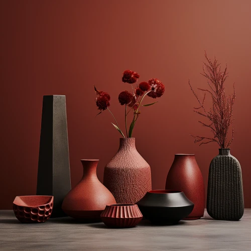 Modern ceramic decorative bowls and vases by Midjourney