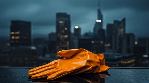 Orange glove on a ledge by Midjourney