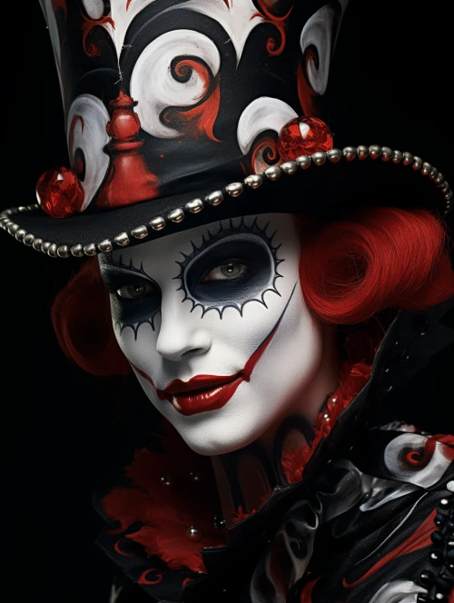 Portrait of Harlequin clown makeup by Midjourney