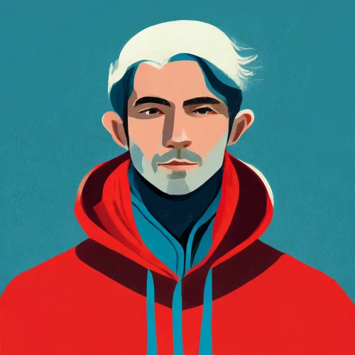 Man wearing a red hoodie by Adobe Firefly