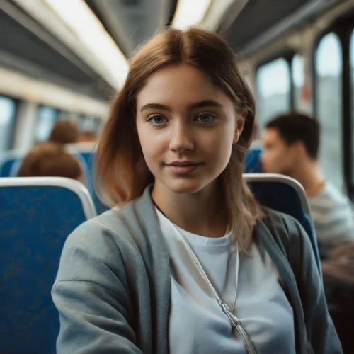 Girl sitting in a train by Adobe Firefly