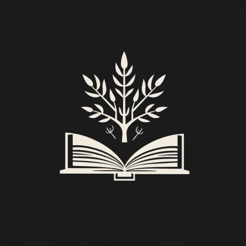 Logo of book with a tree growing out of it by Midjourney