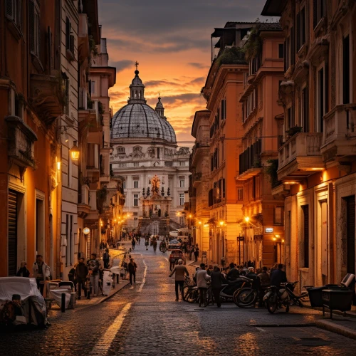 Street of Rome with people and buildings by Midjourney