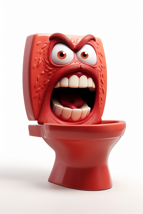 a red toilet with a cartoon face on it by Midjourney