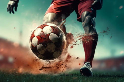 a football player kicking a ball by Midjourney