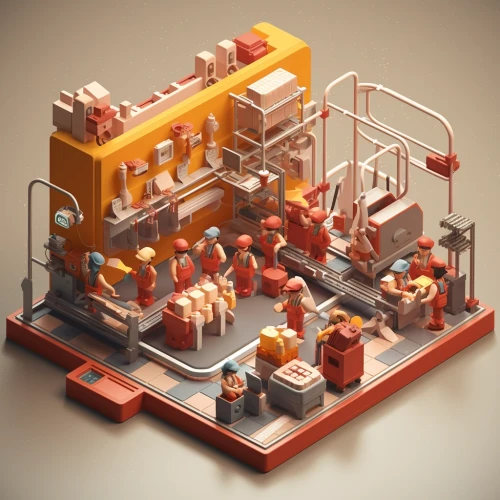 a group of people working in a factory by Midjourney