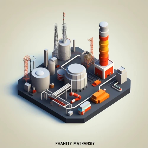 a 3d model of a factory by Midjourney