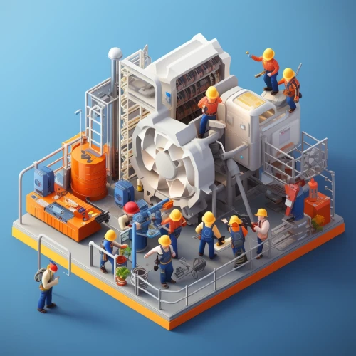 a group of people working on a machine by Midjourney