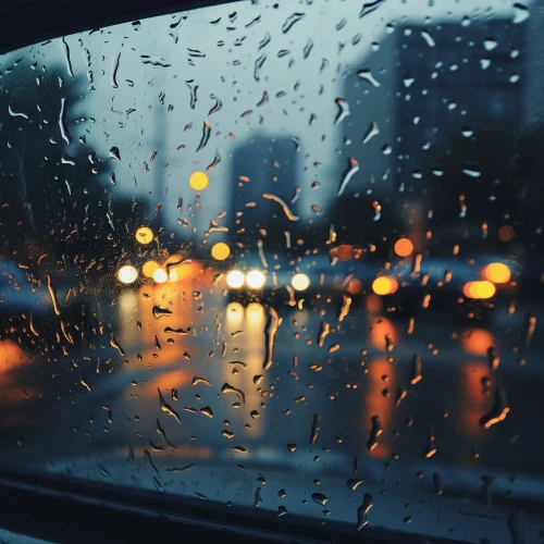 Rainy day, inside the car, blurred... by Midjourney
